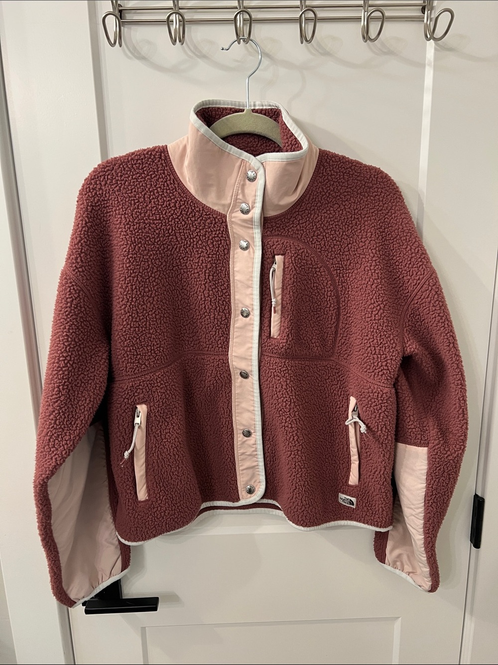 The North Face Women's Sherpa Jacket in Rosewood with Blush Trim